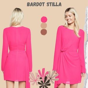 BARDOT STILLA DRAPE DRESS IN SUPER PINK US 8 Medium M